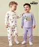 Babyoye Disney Single Jersey Knit Full Sleeves Co-Ords T-Shirt & Pyjama Night Suit with Mickey Mouse and Dinosaur Print Pack of 2 - White & Lavender