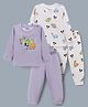 Babyoye Disney Single Jersey Knit Full Sleeves Co-Ords T-Shirt & Pyjama Night Suit with Mickey Mouse and Dinosaur Print Pack of 2 - White & Lavender