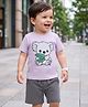 Babyoye 100% Cotton Knit Half Sleeves Koala Printed T-Shirt & Shorts Set - Pink