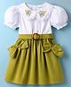 Hola Bonita Cotton Woven Dress Half Sleeve Knee Length Solid Green 4-5 Years