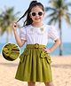 Hola Bonita Cotton Woven Dress Half Sleeve Knee Length Solid Green 6-7 Years