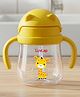 LuvLap Joy Giraffe Printed Anti Spill Straw Sipper Cup With Twin Easy Grip Handles Soft Silicone Straw BPA Free Yellow - 270 ml
