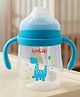 LuvLap Joy Dino Printed Anti Spill Spout Sipper Cup With Soft Silicone Spout Weighted Straw Twin Handles BPA Free Blue - 270 ml
