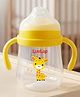 LuvLap Joy Giraffe Printed Anti Spill Spout Sipper Cup With Soft Silicone Spout Weighted Straw Twin Handles BPA Free Yellow- 270 ml