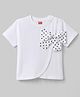 Babyhug Cotton Knit T-Shirt with Polka Dot Bow Embellishment Multi Color 6-9 Months