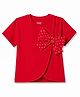 Babyhug 100% Cotton Knit Half Sleeves T-Shirt With Bow Applique & Polka Dots Print - Red