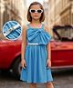 Hola Bonita Knit One Piece Dresses/Frocks Sleeveless Knee Length Solid Blue 4-5 Years