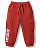 Babyhug Terry Knit Full Length  Lounge Pant with Text Print -Rust