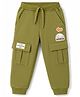 Babyhug Cotton Terry Knit Full Length Lounge Pant With Cargo Pockets & Patch - Olive Green