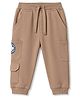 Babyhug Cotton Terry Knit Full Length Lounge Pant With Patch - Beige