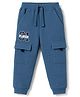Babyhug Cotton Terry Knit Full Length Text Printed Lounge Pant With Cargo Pockets - Blue