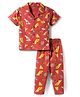 CUCUMBER Knit Half Sleeves Printed Shirt & Pyjama Co-ord Night Suit - Red