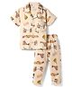 CUCUMBER Knit Half Sleeves Printed Shirt & Pyjama Co-ord Night Suit - Cream