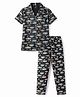 CUCUMBER Knitted Half Sleeves Vehicles Printed Co-Ords Shirt & Pyjama Night Suit - Grey