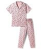 CUCUMBER Knit Half Sleeves Shirt & Pyjama Co-ord Night Suit with Nautical Theme Print - Light Pink