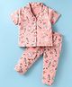 CUCUMBER Knit Half Sleeves Shirt & Pyjama Co-ord Night Suit with Violin - Peach