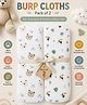 VOIDROP 100% Cotton Muslin Burp Cloth Pack Of 2 - (Bear & Bird)