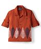 Dapper Dudes Cotton Woven Shirt Full Sleeves Design Embroidery Rust Orange 12-24 Months