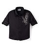 Dapper Dudes Cotton Woven Shirt Full Sleeves Embellished Bird Patch Black 3-4 Years