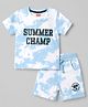 Babyhug Single Jersey Knit Half Sleeves Summer Camp Printed T-Shirt & Shorts Set With Tie Dye Pattern - Multicolor
