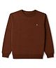 Pine Kids Knit Full Sleeves Solid Sweatshirt - Brown