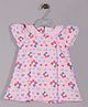 Aomi Blended Woven Cap Sleeves Floral & Heart Printed Dress - Pink