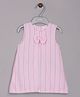 Aomi Woven Sleeveless Striped & Bow Applique Detailed Dress - Pink