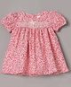 Aomi Jute Woven Half Puffed Sleeves Hearts Printed Dress - Coral