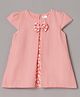 Aomi Jute Woven Cap Sleeves Striped & Bow Applique Detailed Dress - Coral