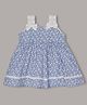Aomi Cotton Woven Sleeveless Floral Printed Bow Applique Detailed Dress - Blue