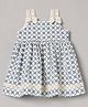 Aomi Cotton Woven Sleeveless Abstract Printed Bow Applique Detailed Dress - Cream