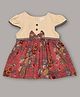 Aomi Cotton Woven Cap Sleeves Floral Printed Bow Applique Detailed Dress - Wine