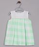 Aomi Cotton Blend Woven Sleeveless Checked & Floral Embroidered Dress - Green