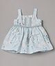 Aomi Cotton Blend Woven Sleeveless Leaves Printed Dress - Blue