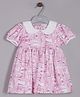 Aomi Woven Half Puffed Sleeves Abstract Printed Dress - Pink