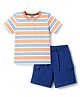 Babyhug 100% Cotton Single Jersey Knit Half Sleeves Striped T-Shirt & Shorts Set - Multicolor