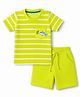 Babyhug 100% Cotton Knit Half Sleeves Striped & Sea Life Printed T-Shirt & Shorts Set - Lime Green