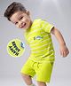 Babyhug 100% Cotton Knit Half Sleeves Striped & Sea Life Printed T-Shirt & Shorts Set - Lime Green