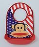 Ladybug Feeding Bib With Crumb Catcher Tray Monkey Print - Red