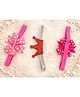 Flaunt Chic Set of 3 Crown & Polka Dots Printed Bow Applique Detailed Headbands - Pink