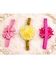 Flaunt Chic Set of 3 Floral & Polka Dots Printed Bow Applique Detailed Headbands - Pink