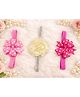 Flaunt Chic Set Of 3 Floral Applique Detailed Headbands -  Pink