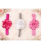 Flaunt Chic Set Of 3 Floral Applique Detailed Headbands - Pink