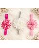 Flaunt Chic Set Of 3 Floral Applique Detailed Headbands - Pink