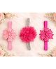 Flaunt Chic Set of 3 Glitter Embellished Floral & Polka Dots Printed Bow Applique Detailed Headbands - Pink