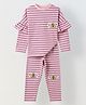 Spunkies Cotton Jersey Knit Full Sleeves Striped Coordinating Tee & Pant Set - Purple