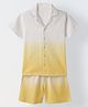 Spunkies Linen Woven Half Sleeves Ombre Shirt & Shorts Set - Yellow