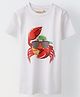 Spunkies Cotton Knit Half Sleeves Crab Printed Tee - White