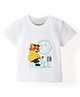 Spunkies Cotton Knit Half Sleeves Bear Printed Tee - White