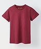 Spunkies Cotton Knit Half Sleeves Solid Tee - Maroon